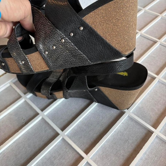 Black Dark Glam‎ Vamp Romantic Gothy Whimsygoth Platform Wedge Sandals size 10 - Picture 4 of 8